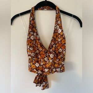 altar'd State tie halter top with floral print